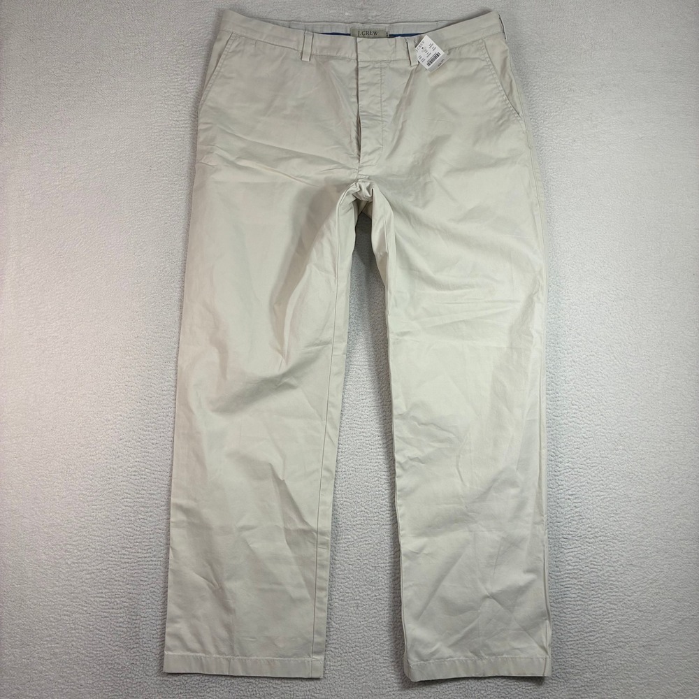 Vintage J Crew Chino Pants Men 38x32 Beige Cotton Preppy Flat Front 90s NWT